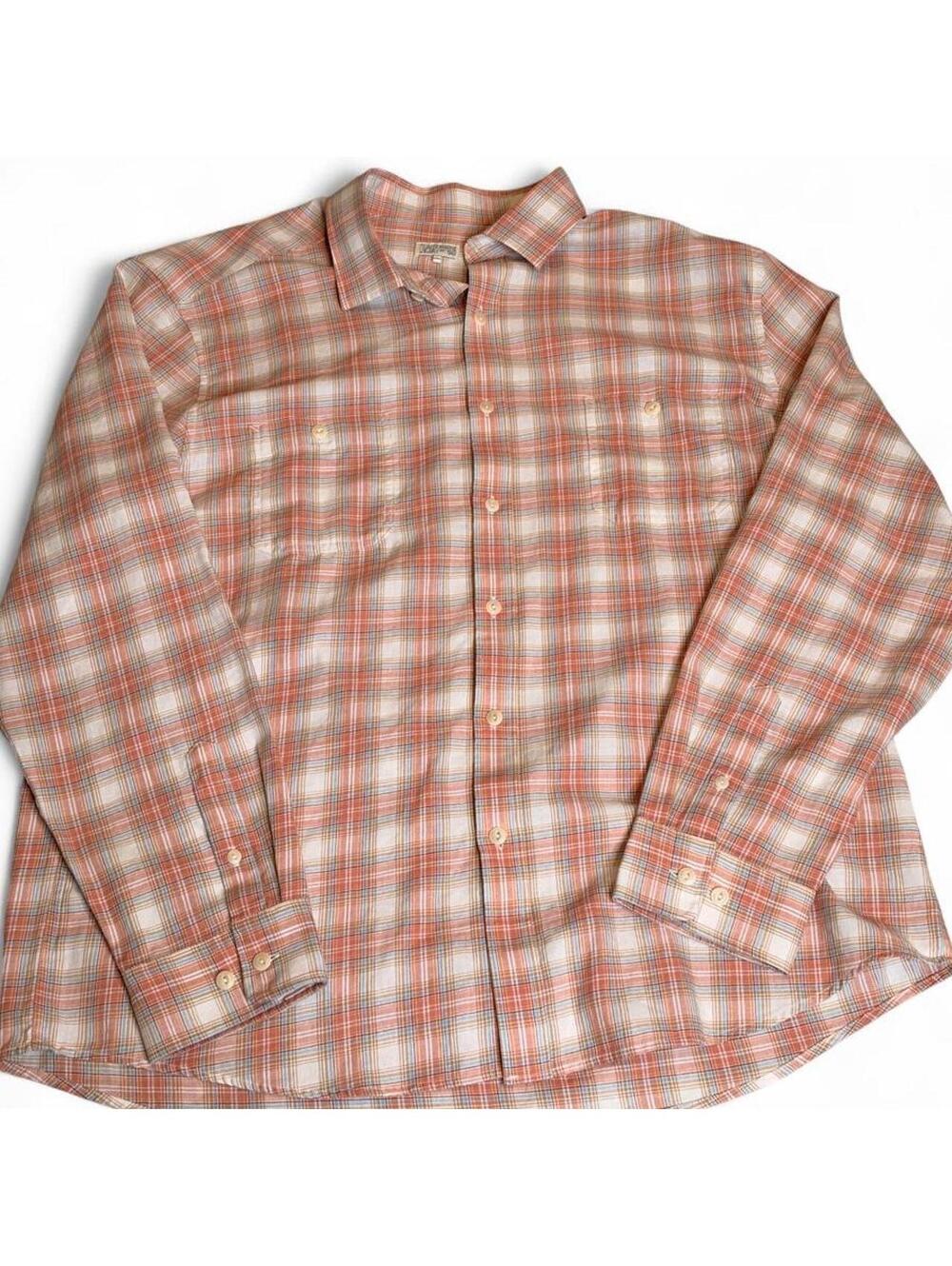 Quaker Marine Supply Men's XXL Button-Up Plaid Shirt Orange,